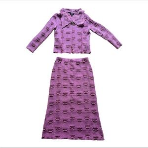 Fiore Bella Women’s Pink Two Piece Collared Top & Matching Long Skirt Set